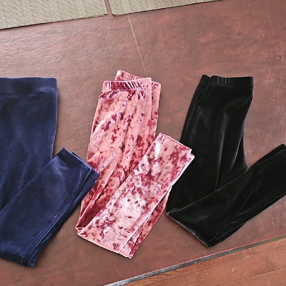 Girls Sz M Cozy Leggings - Navy, Pink, and Black